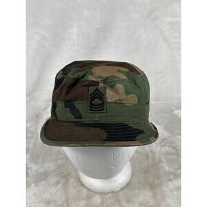 US Army Master Sergeant Hot Weather Hat Cap Size 7 Woodland Camo
